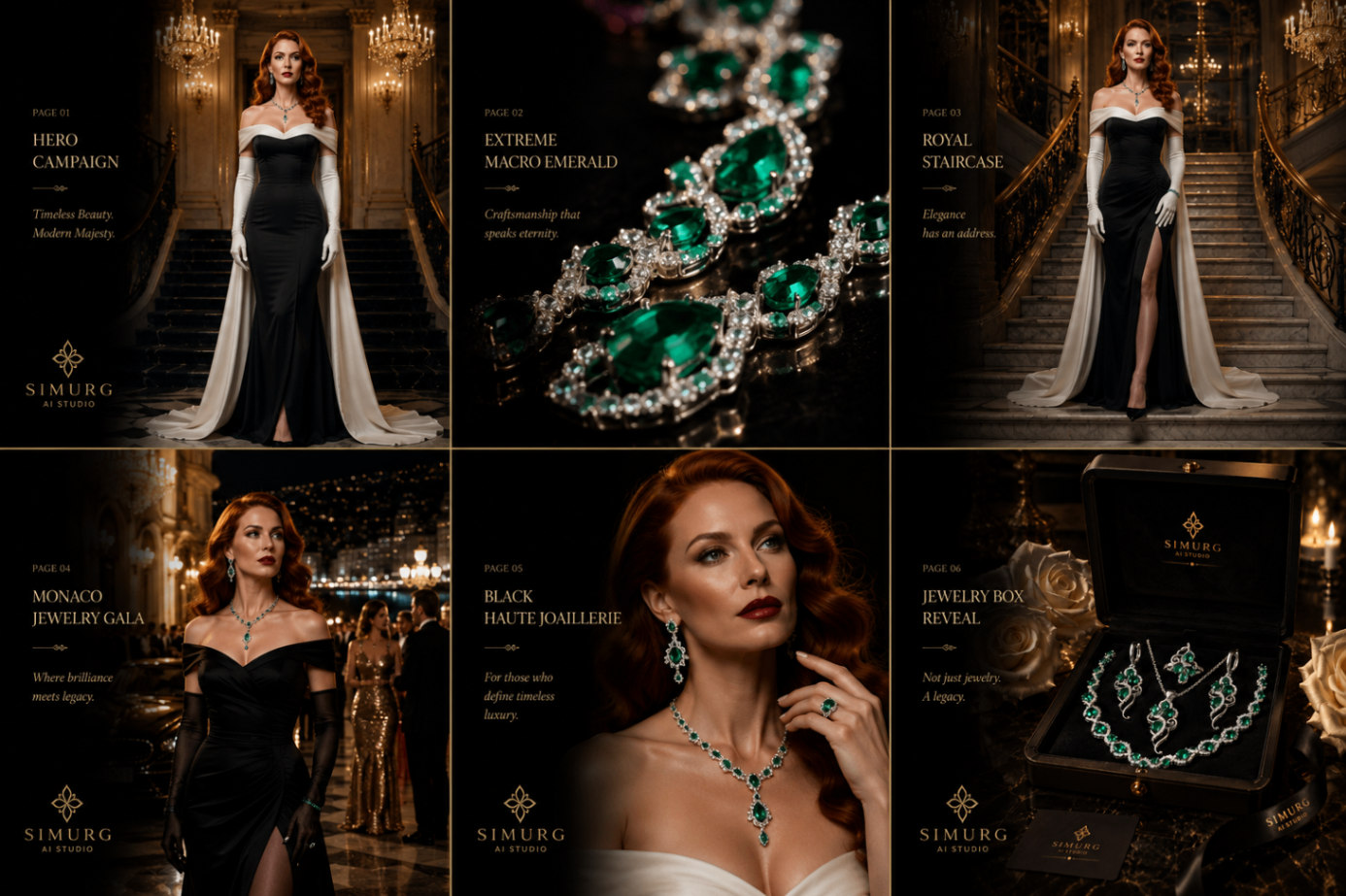 Simurg AI Studio emerald lookbook grid preview